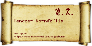 Menczer Kornélia névjegykártya