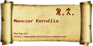 Menczer Kornélia névjegykártya